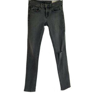 Rag & Bone Skinny Leg Jeans Black Washed Distressed USA Designer 25
